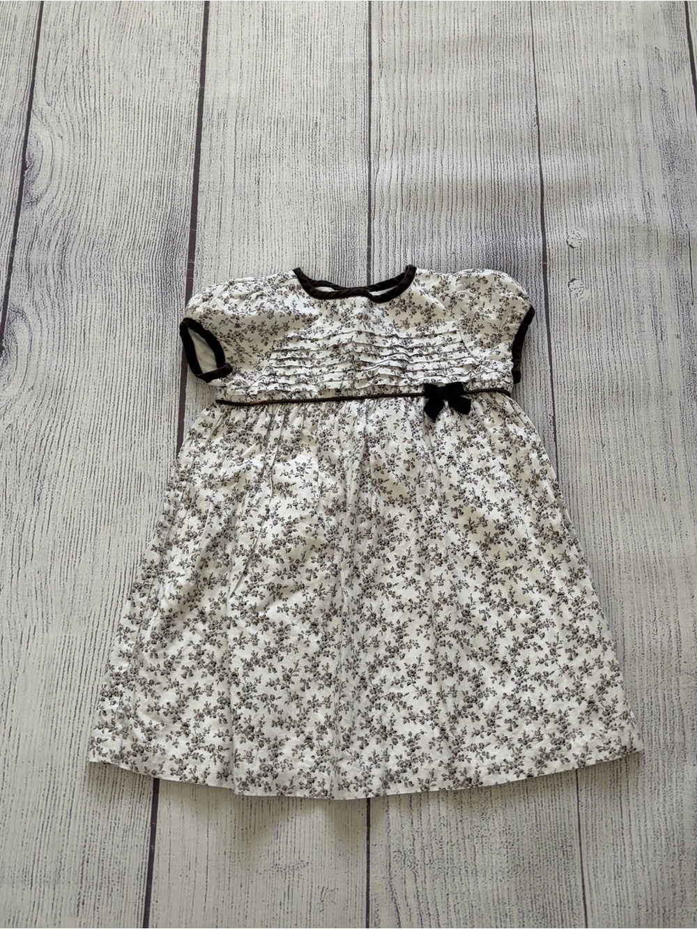 Janie & Jack Nordic Floral Black & Grey Pintucked Floral Dress Size 6-12 months
